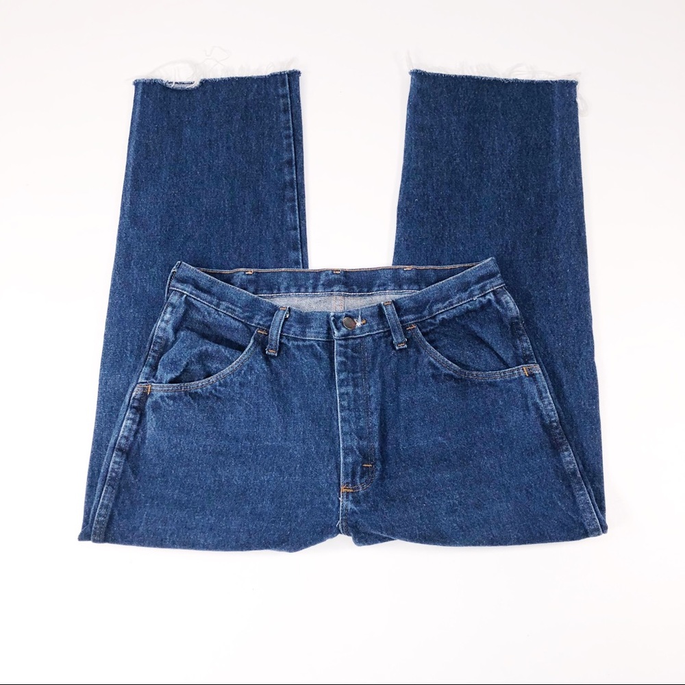Rustler High Rise Cropped / Ankle Jeans Frayed Hem